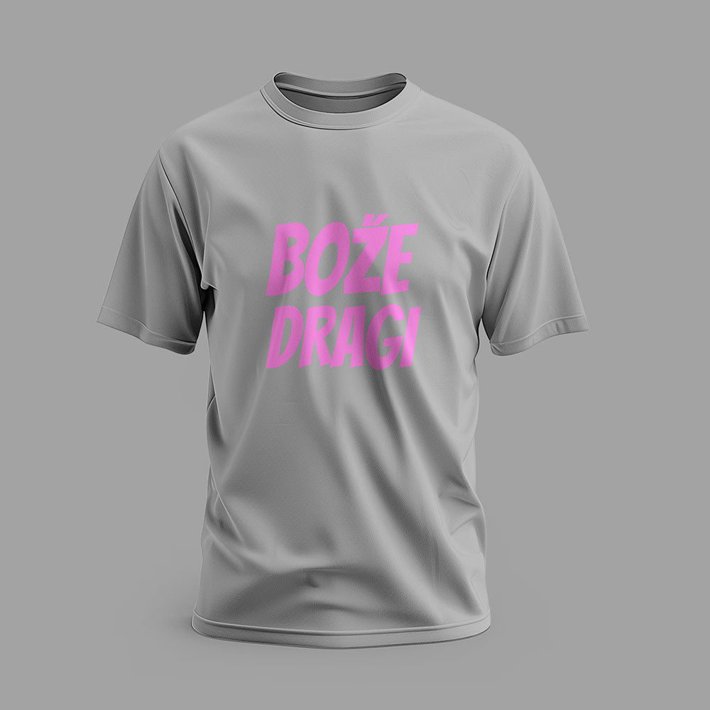 T-Shirt Bože dragi Motiv in Pink