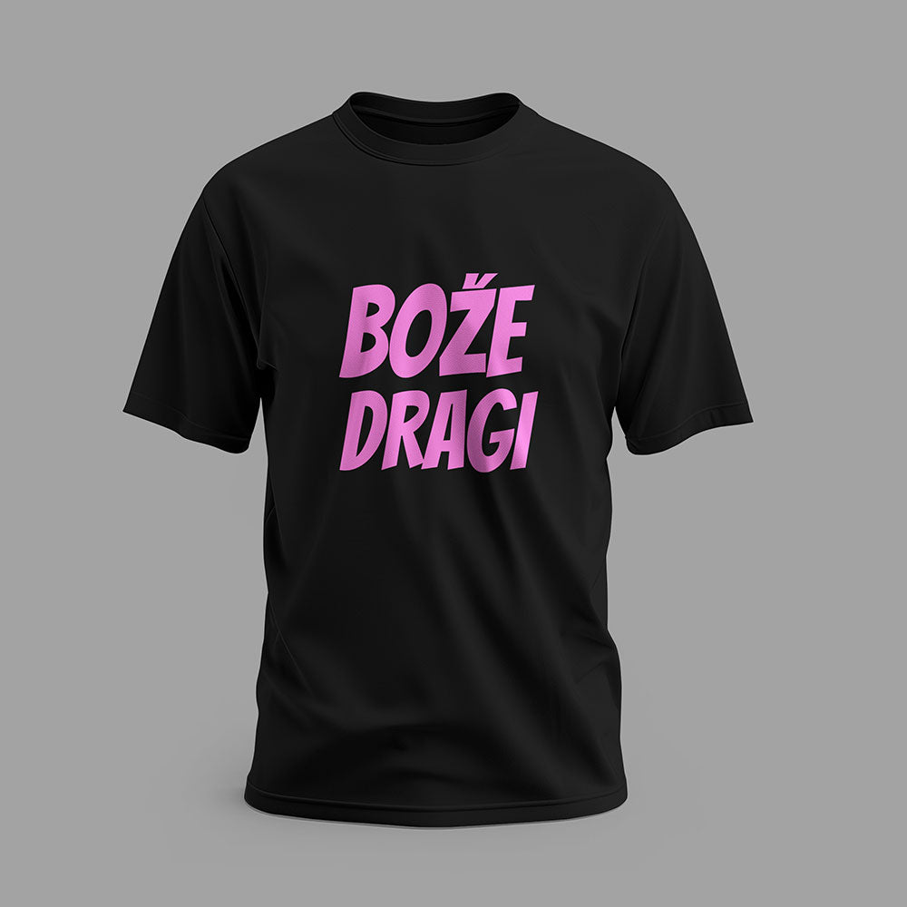 T-Shirt Bože dragi Motiv in Pink