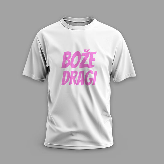 T-Shirt Bože dragi Motiv in Pink